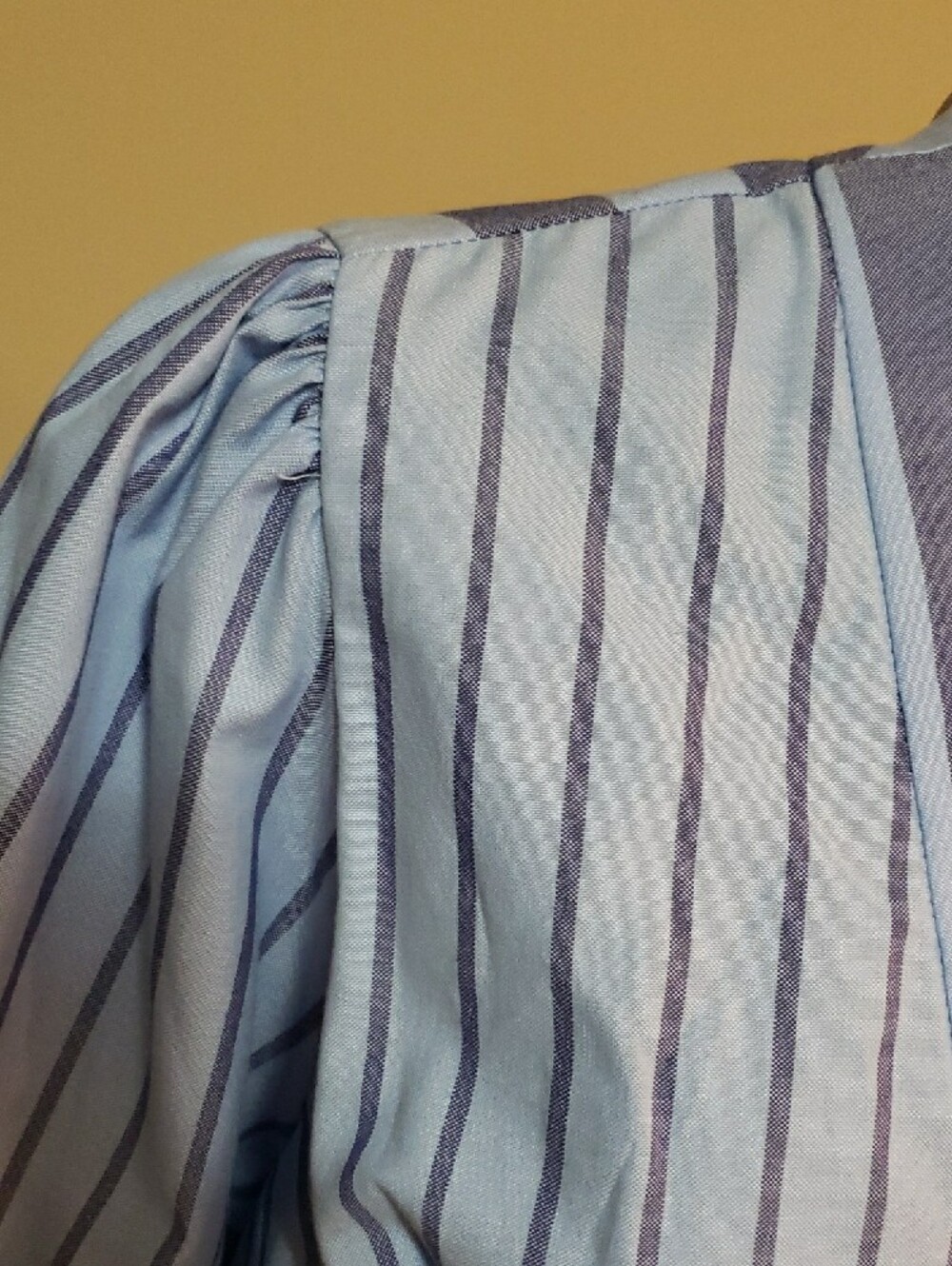 Zara Light Blue & Navy Striped V-Neck Mini Dress - Picture 3 of 7